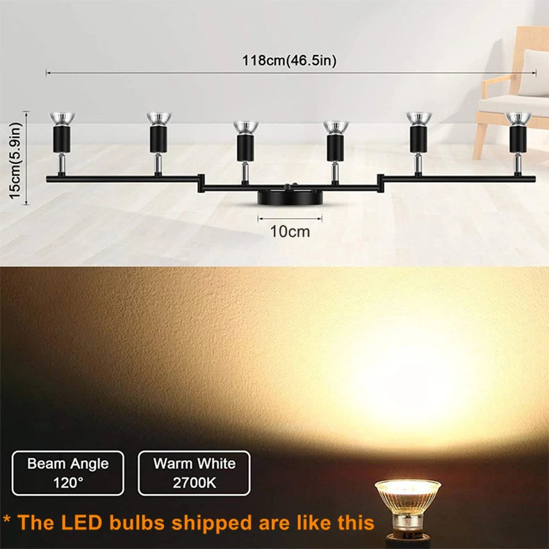 Spotlight - 4/6 Head LED Ceiling Light Rotatable 360 Degrees GU10 Spotlight Living Room Lighting SW-36214567 - SWEET-LIGHTS
