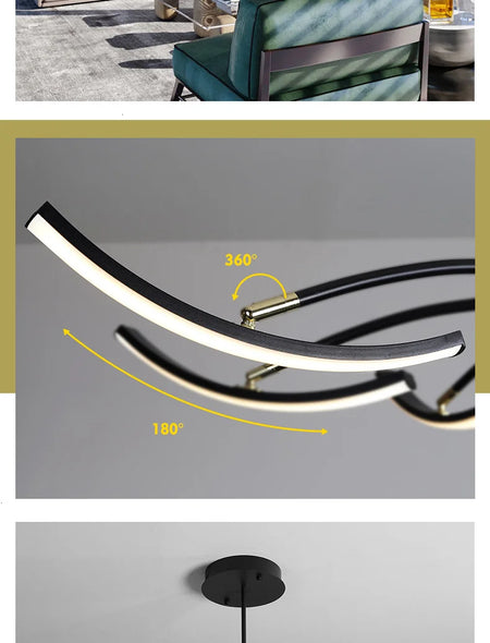 Ceiling Light - MDWELL Matte Black/White Modern LED Ceiling Lights for Living Room Bedroom Adjustable Lamp SW-36210345 - SWEET-LIGHTS