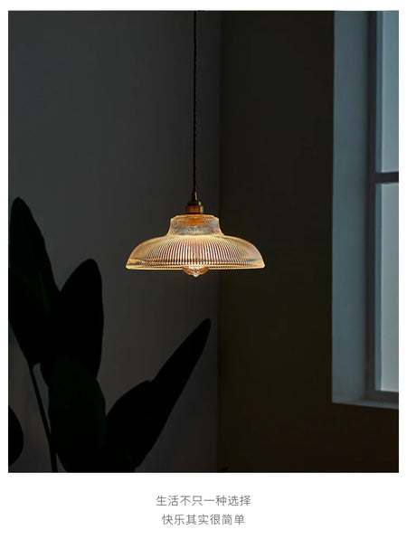 Pendant Light - Japanese Brass Semicircular Glass Chandelier for Bedroom and Dining Room SW-36210456 - SWEET-LIGHTS