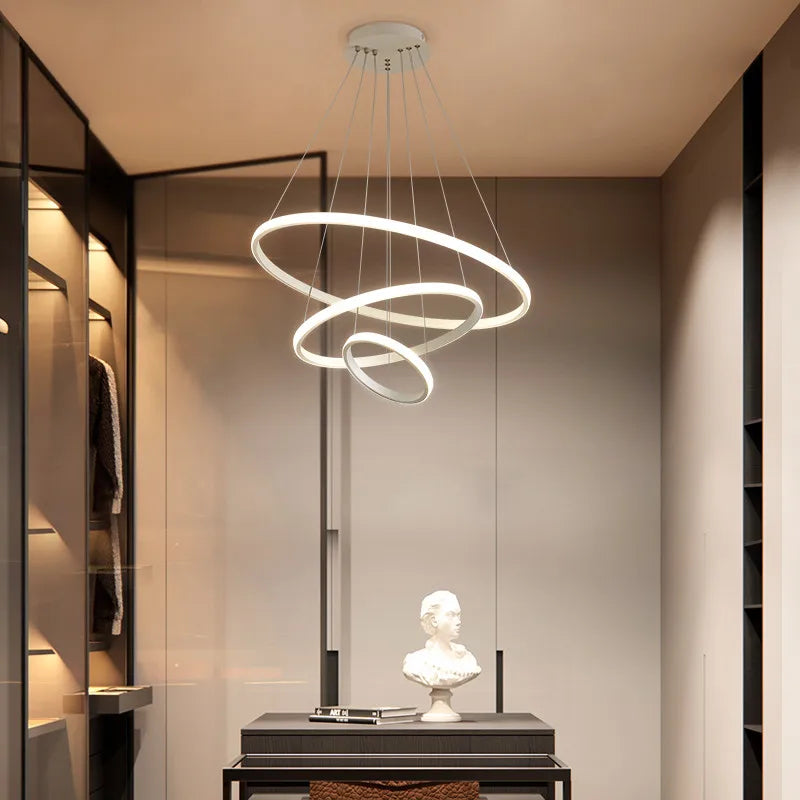 Pendant Light - Modern Pendant Lamp Led Rings Chandelier Black Loft Indoor Fixture SW-36210456 - SWEET-LIGHTS