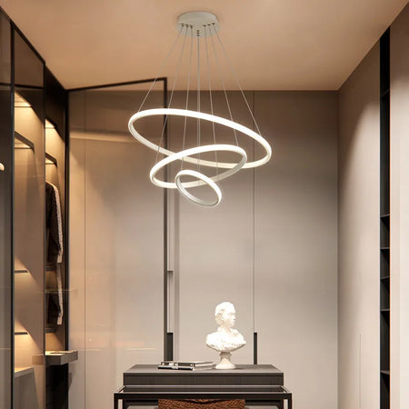 Pendant Light - Modern Pendant Lamp Led Rings Chandelier Black Loft Indoor Fixture SW-36210456 - SWEET-LIGHTS