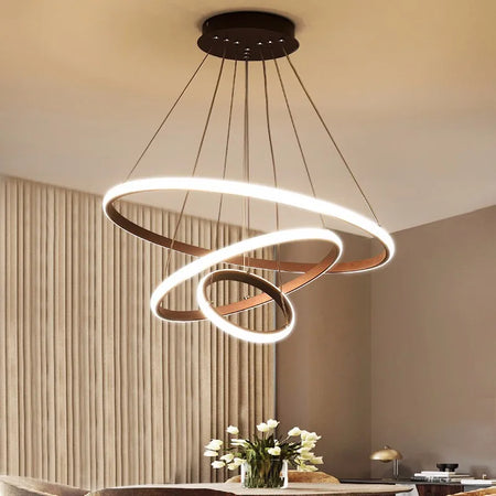 Pendant Light - Modern Pendant Lamp Led Rings Chandelier Black Loft Indoor Fixture SW-36210456 - SWEET-LIGHTS