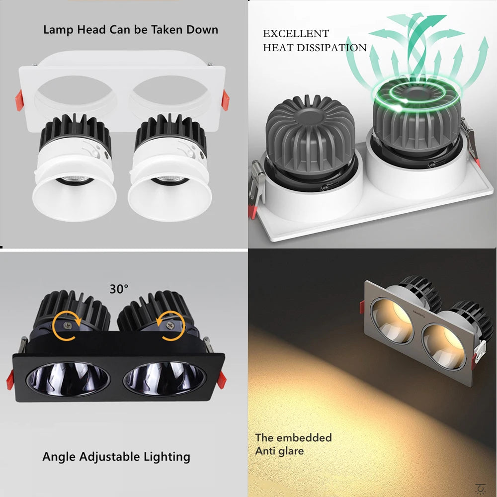 Spotlight - Anti Glare Led Downlight Dimmable Recessed Ceiling Light 7W 12W 15W AC85-265V SW-36214057 - SWEET-LIGHTS