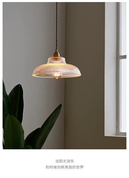 Pendant Light - Japanese Brass Semicircular Glass Chandelier for Bedroom and Dining Room SW-36210456 - SWEET-LIGHTS