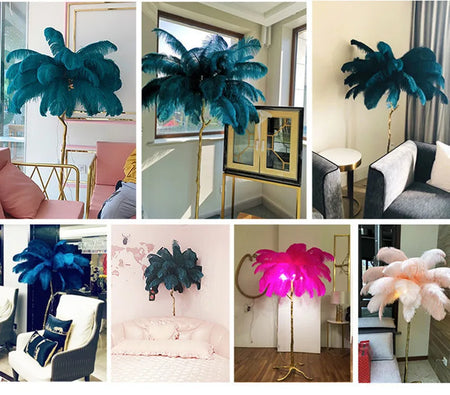 Floor Lamp - Nordic LED Ostrich Feather Deco Gold Resin SW-36210457 - SWEET-LIGHTS
