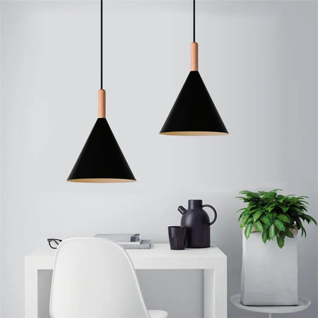 Pendant Light - Modern Hanging Wood Aluminium E27 for Dining Room Black Decor SW-36210345 - SWEET-LIGHTS