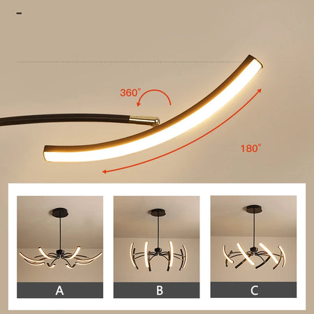 Ceiling Light - MDWELL Matte Black/White Modern LED Ceiling Lights for Living Room Bedroom Adjustable Lamp SW-36210345 - SWEET-LIGHTS