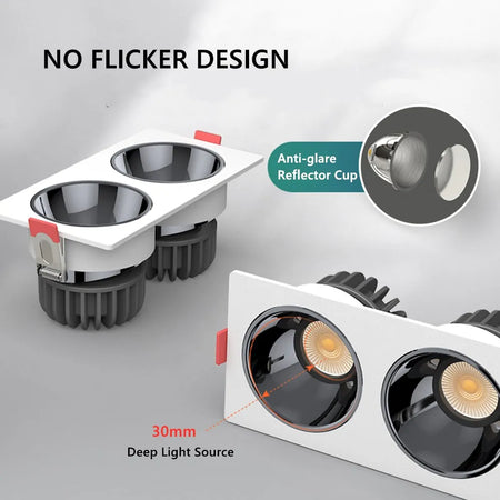 Spotlight - Anti Glare Led Downlight Dimmable Recessed Ceiling Light 7W 12W 15W AC85-265V SW-36214057 - SWEET-LIGHTS