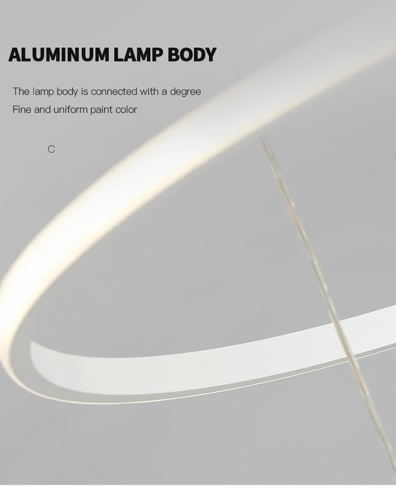 Pendant Light - Modern Pendant Lamp Led Rings Chandelier Black Loft Indoor Fixture SW-36210456 - SWEET-LIGHTS