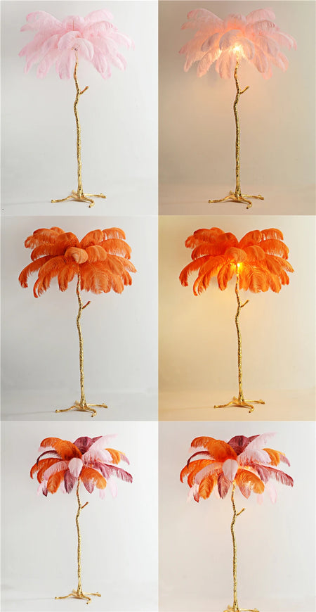 Floor Lamp - Nordic LED Ostrich Feather Deco Gold Resin SW-36210457 - SWEET-LIGHTS