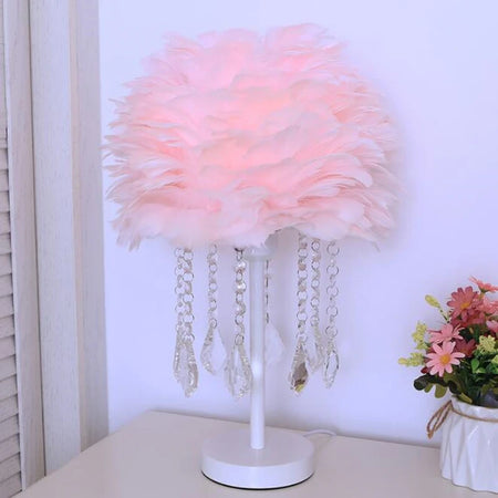 Table Lamp - Feimefeiyou Modern Feather Crystal for Bedroom SW-36210578 - SWEET-LIGHTS