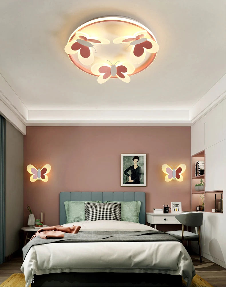 Children Lighting - Kids Ceiling Lamp Butterfly Pink Light SW-36210345 - SWEET-LIGHTS