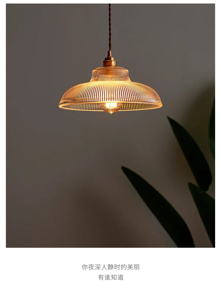 Pendant Light - Japanese Brass Semicircular Glass Chandelier for Bedroom and Dining Room SW-36210456 - SWEET-LIGHTS