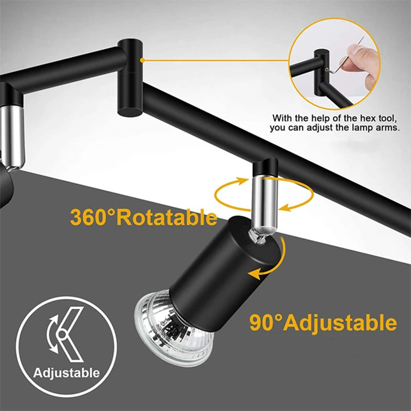 Spotlight - 4/6 Head LED Ceiling Light Rotatable 360 Degrees GU10 Spotlight Living Room Lighting SW-36214567 - SWEET-LIGHTS