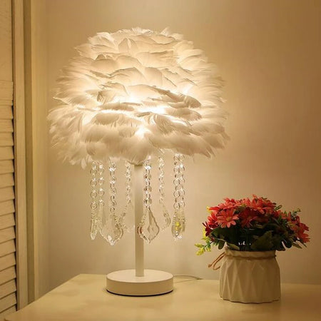 Table Lamp - Feimefeiyou Modern Feather Crystal for Bedroom SW-36210578 - SWEET-LIGHTS