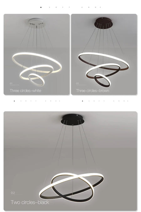 Pendant Light - Modern Pendant Lamp Led Rings Chandelier Black Loft Indoor Fixture SW-36210456 - SWEET-LIGHTS