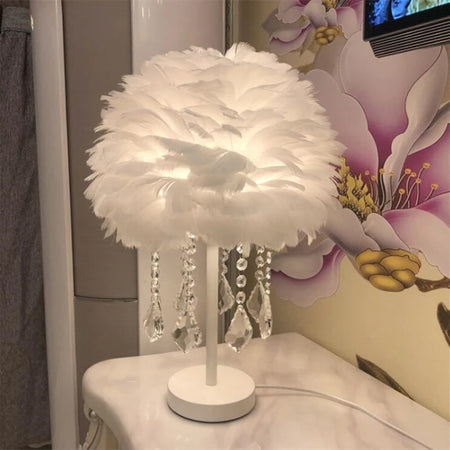 Table Lamp - Feimefeiyou Modern Feather Crystal for Bedroom SW-36210578 - SWEET-LIGHTS