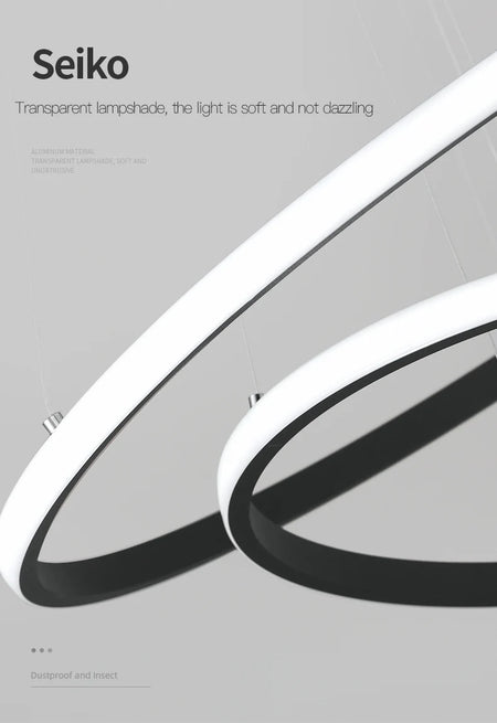 Pendant Light - Modern Pendant Lamp Led Rings Chandelier Black Loft Indoor Fixture SW-36210456 - SWEET-LIGHTS