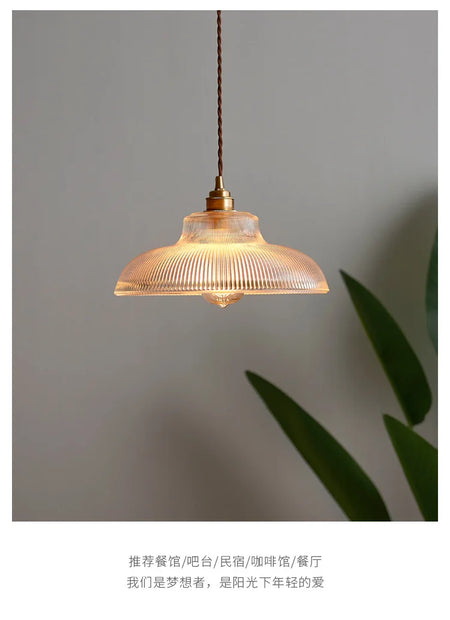Pendant Light - Japanese Brass Semicircular Glass Chandelier for Bedroom and Dining Room SW-36210456 - SWEET-LIGHTS