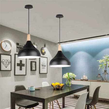 Pendant Light - Modern Hanging Wood Aluminium E27 for Dining Room Black Decor SW-36210345 - SWEET-LIGHTS