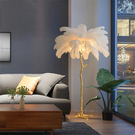 Floor Lamp - Nordic LED Ostrich Feather Deco Gold Resin SW-36210457 - SWEET-LIGHTS