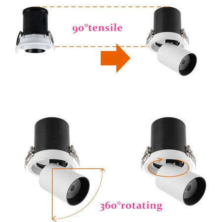 Spotlight - 1Pcs NEW Style LED Aluminum Recessed Rotating Downlight 9W12W15W18W20W24W Epistar Chip COB Ceiling Lamp AC85-265V SW-36210357 - SWEET-LIGHTS