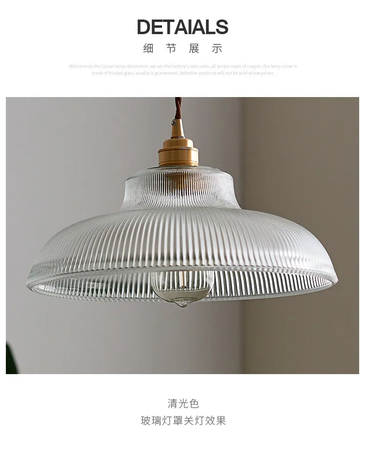 Pendant Light - Japanese Brass Semicircular Glass Chandelier for Bedroom and Dining Room SW-36210456 - SWEET-LIGHTS