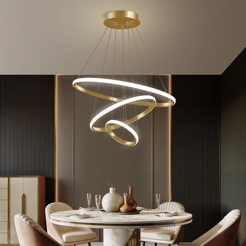 Pendant Light - Modern Pendant Lamp Led Rings Chandelier Black Loft Indoor Fixture SW-36210456 - SWEET-LIGHTS