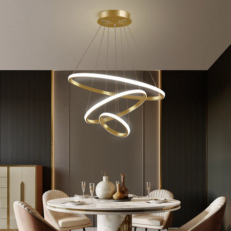 Pendant Light - Modern Pendant Lamp Led Rings Chandelier Black Loft Indoor Fixture SW-36210456 - SWEET-LIGHTS