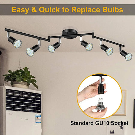 Spotlight - 4/6 Head LED Ceiling Light Rotatable 360 Degrees GU10 Spotlight Living Room Lighting SW-36214567 - SWEET-LIGHTS