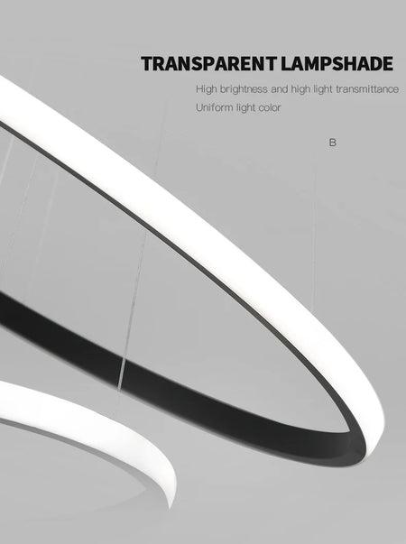 Pendant Light - Modern Pendant Lamp Led Rings Chandelier Black Loft Indoor Fixture SW-36210456 - SWEET-LIGHTS