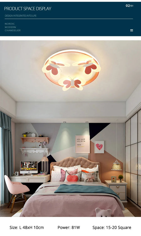 Children Lighting - Kids Ceiling Lamp Butterfly Pink Light SW-36210345 - SWEET-LIGHTS