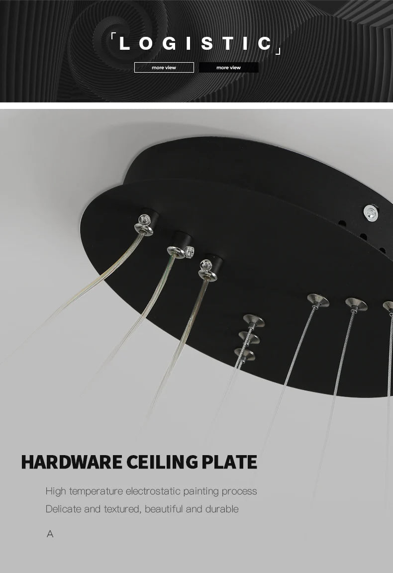 Pendant Light - Modern Pendant Lamp Led Rings Chandelier Black Loft Indoor Fixture SW-36210456 - SWEET-LIGHTS