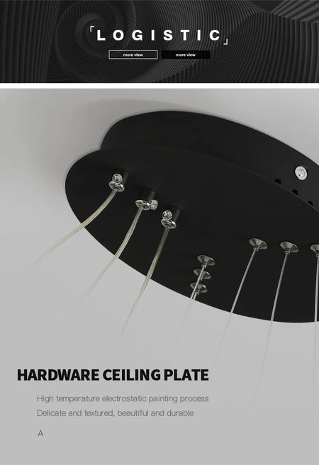Pendant Light - Modern Pendant Lamp Led Rings Chandelier Black Loft Indoor Fixture SW-36210456 - SWEET-LIGHTS