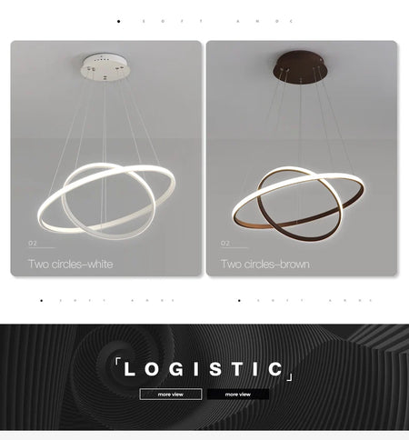 Pendant Light - Modern Pendant Lamp Led Rings Chandelier Black Loft Indoor Fixture SW-36210456 - SWEET-LIGHTS