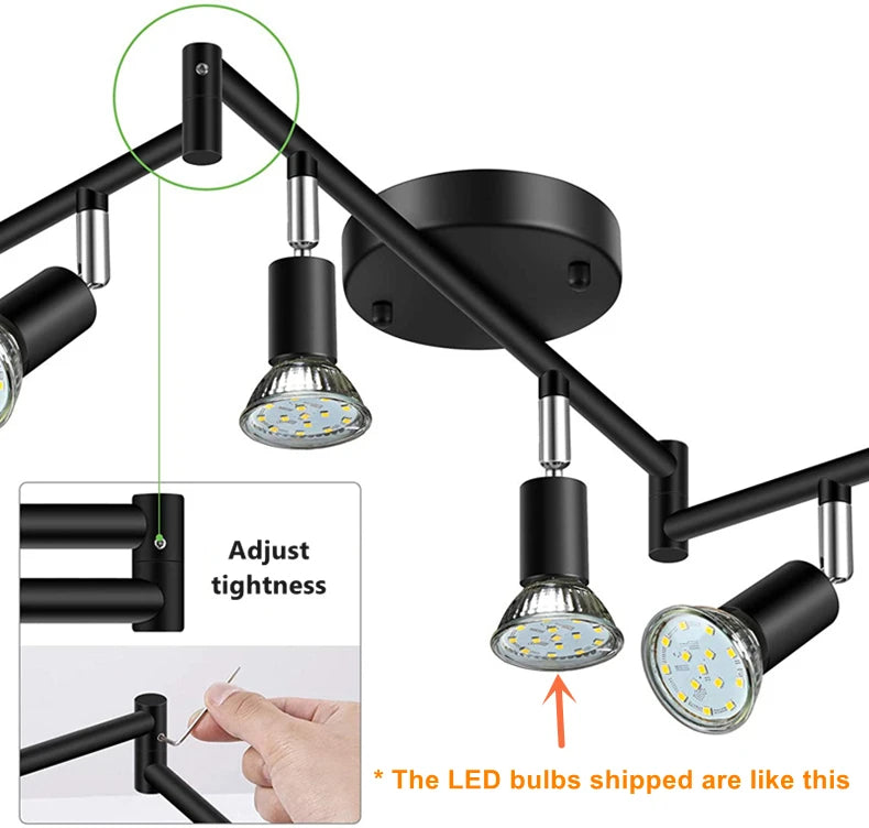 Spotlight - 4/6 Head LED Ceiling Light Rotatable 360 Degrees GU10 Spotlight Living Room Lighting SW-36214567 - SWEET-LIGHTS