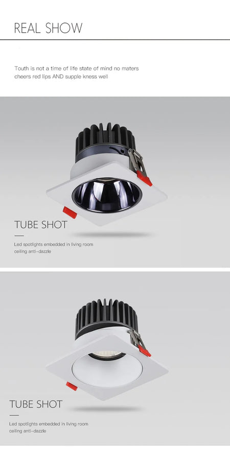 Spotlight - Anti Glare Led Downlight Dimmable Recessed Ceiling Light 7W 12W 15W AC85-265V SW-36214057 - SWEET-LIGHTS