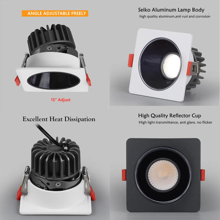 Spotlight - Anti Glare Led Downlight Dimmable Recessed Ceiling Light 7W 12W 15W AC85-265V SW-36214057 - SWEET-LIGHTS
