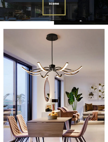 Ceiling Light - MDWELL Matte Black/White Modern LED Ceiling Lights for Living Room Bedroom Adjustable Lamp SW-36210345 - SWEET-LIGHTS