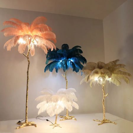 Floor Lamp - Nordic LED Ostrich Feather Deco Gold Resin SW-36210457 - SWEET-LIGHTS