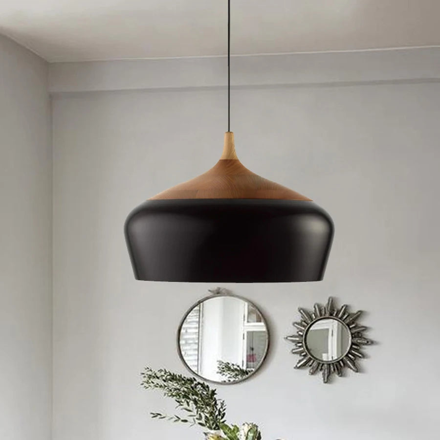 Pendant Light - Modern Hanging Wood Aluminium E27 for Dining Room Black Decor SW-36210345 - SWEET-LIGHTS