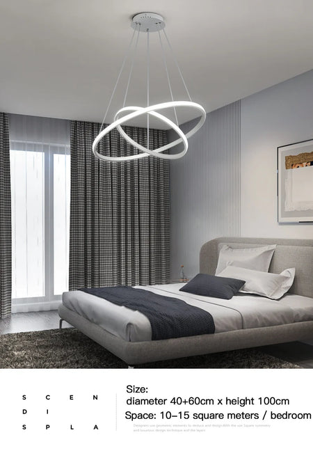 Pendant Light - Modern Pendant Lamp Led Rings Chandelier Black Loft Indoor Fixture SW-36210456 - SWEET-LIGHTS