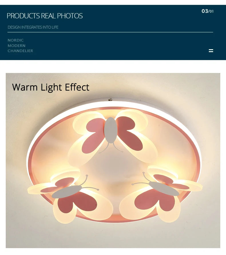 Children Lighting - Kids Ceiling Lamp Butterfly Pink Light SW-36210345 - SWEET-LIGHTS