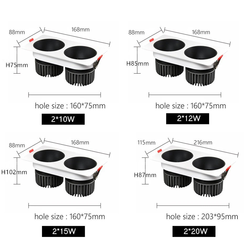 Spotlight - Anti Glare Led Downlight Dimmable Recessed Ceiling Light 7W 12W 15W AC85-265V SW-36214057 - SWEET-LIGHTS