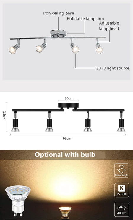 Spotlight - 4/6 Head LED Ceiling Light Rotatable 360 Degrees GU10 Spotlight Living Room Lighting SW-36214567 - SWEET-LIGHTS