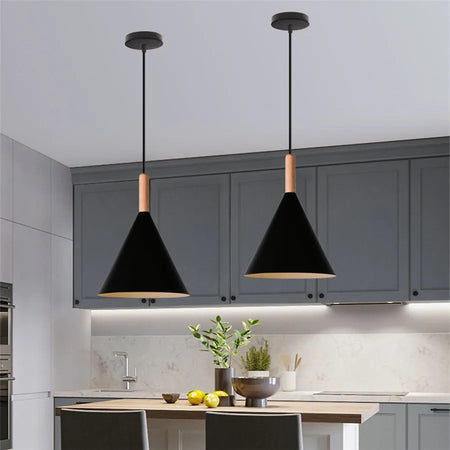 Pendant Light - Modern Hanging Wood Aluminium E27 for Dining Room Black Decor SW-36210345 - SWEET-LIGHTS