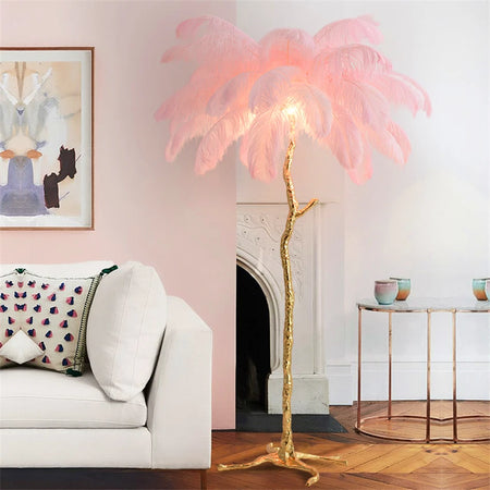 Floor Lamp - Nordic LED Ostrich Feather Deco Gold Resin SW-36210457 - SWEET-LIGHTS