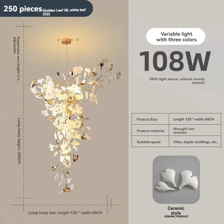 Chandelier - NEW Luxury Staircase Ginkgo Leaf Pendant Lighting SW-36210347 - SWEET-LIGHTS