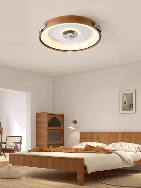 Fans - BOSSEN Modern Walnut Fan Lamp for Living Room Decor SW-36210348 - SWEET-LIGHTS