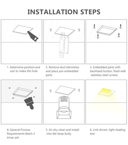 Spotlight - SCON Recessed Spotlight Square Rimless LED Downlight Anti-glare Embedded Ceiling Lamps 110V-240V SW-36210789 - SWEET-LIGHTS